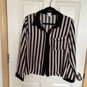 Forever 21 Black and Blush Stripe Button-Front Blazer